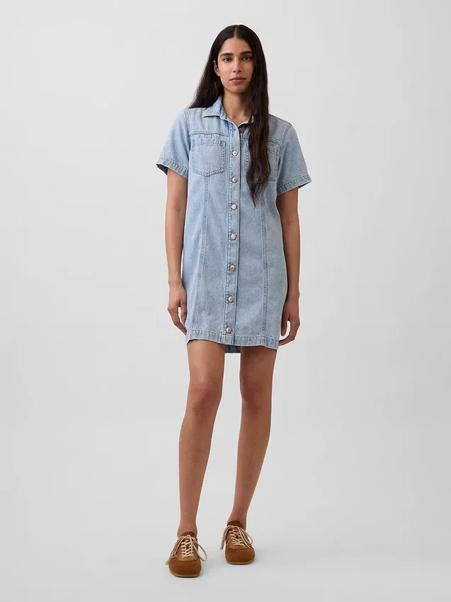 Ultrasoft Denim Mini Shirtdress