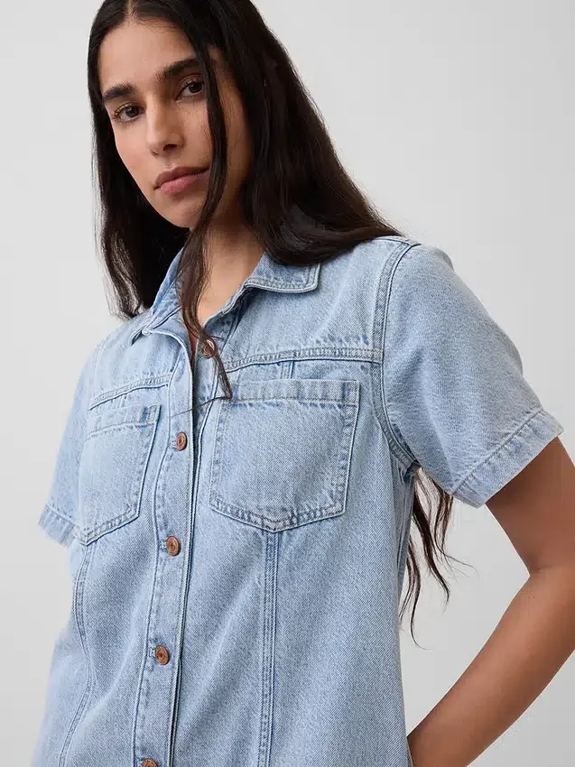 Ultrasoft Denim Mini Shirtdress