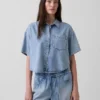Ultrasoft Denim Oversized Camp Shirt