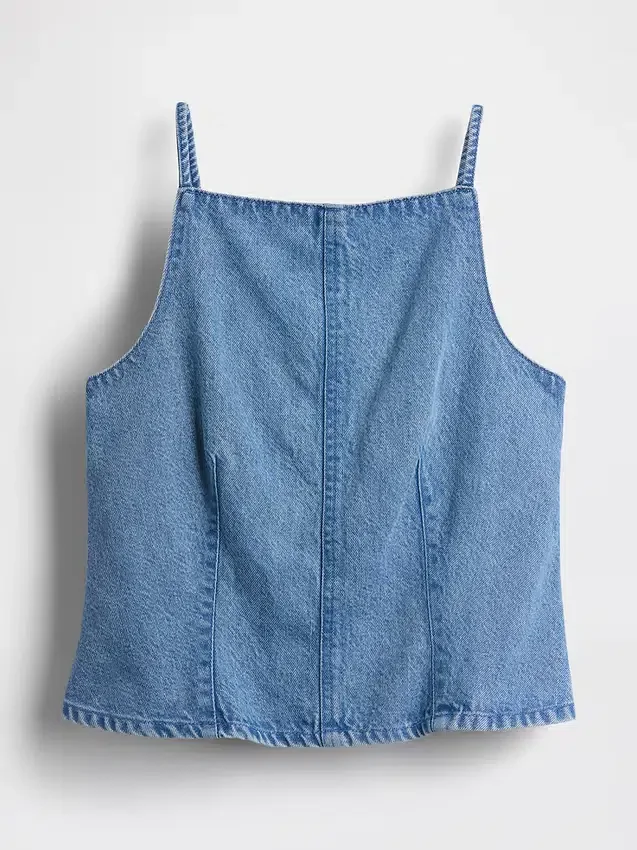 Ultrasoft Denim Seamed Square Neck Top