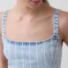 Ultrasoft Denim Stripe Drop-Waist Mini Dress