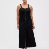 Ultrasoft Denim Zip-Front Maxi Dress
