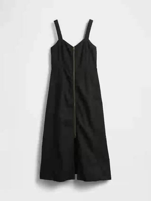 Ultrasoft Denim Zip-Front Maxi Dress