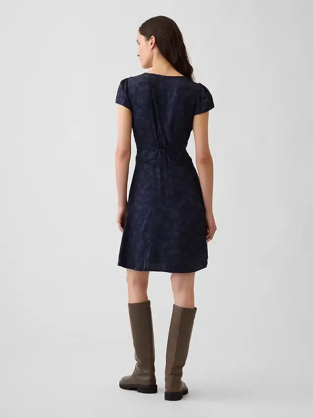 V-Neck Print Mini Dress
