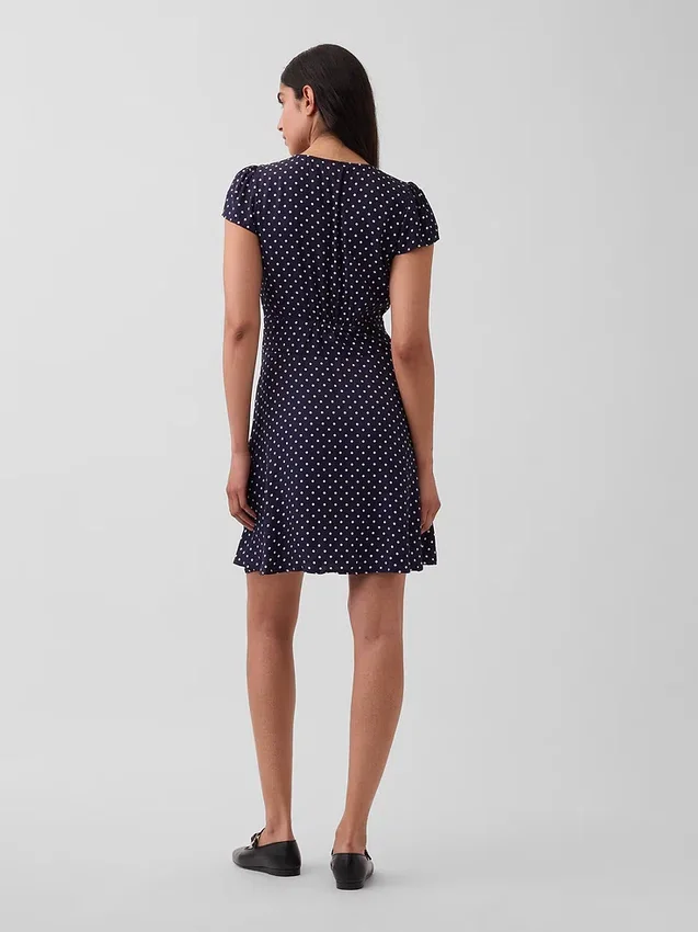 V-Neck Print Mini Dress