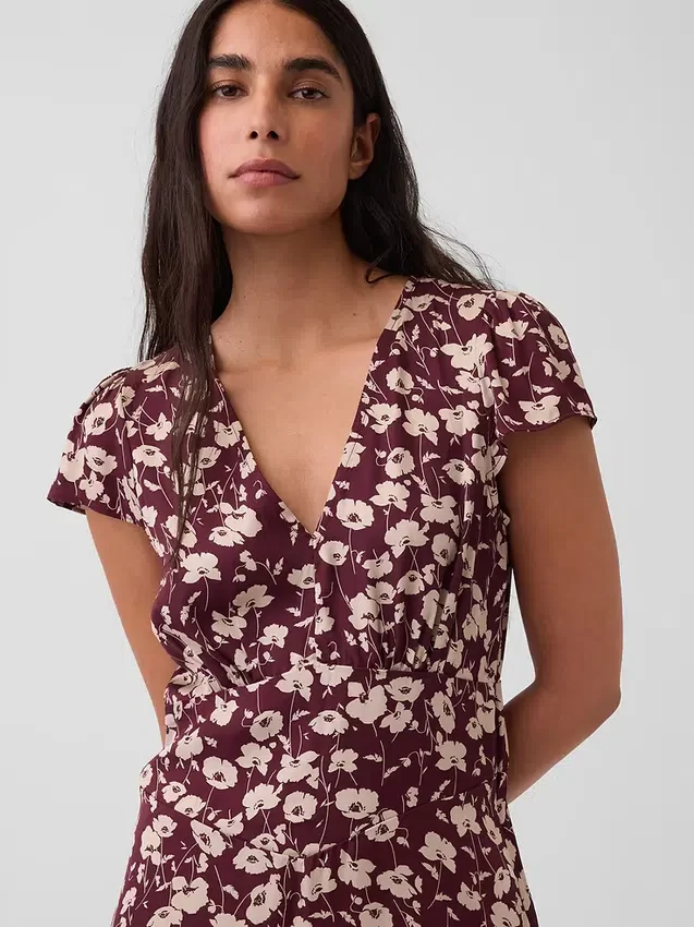 V-Neck Print Mini Dress