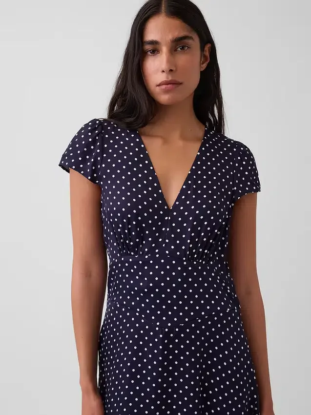 V-Neck Print Mini Dress