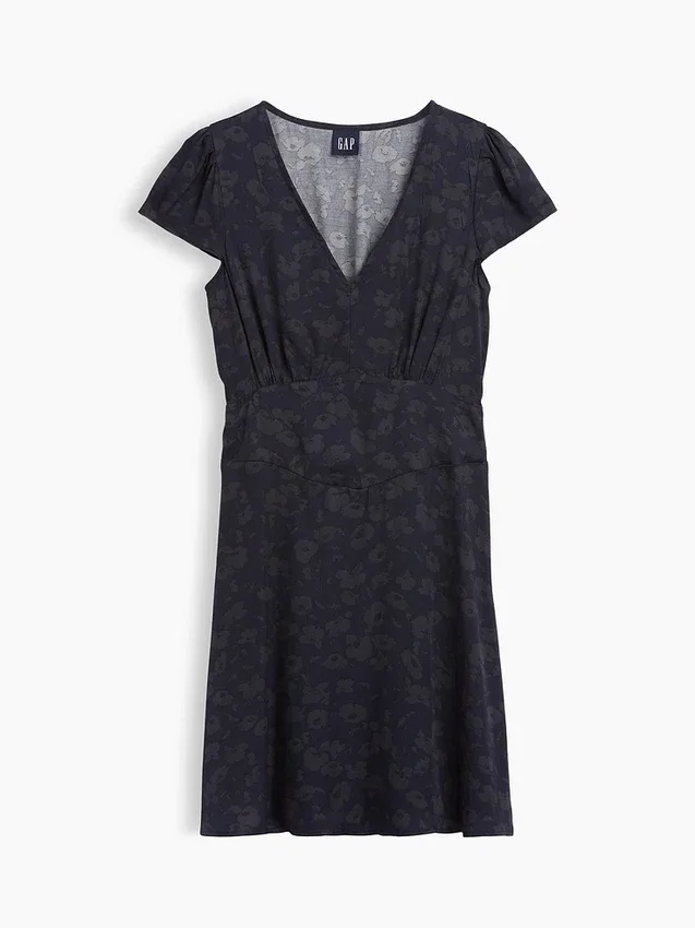 V-Neck Print Mini Dress