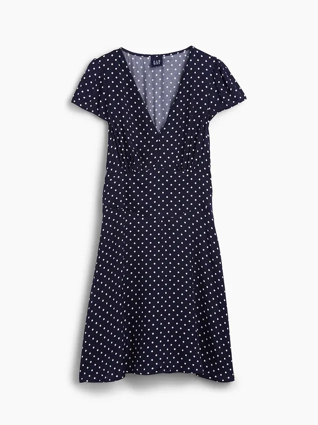 V-Neck Print Mini Dress