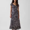 V-Neck Ruffle Hem Maxi Dress