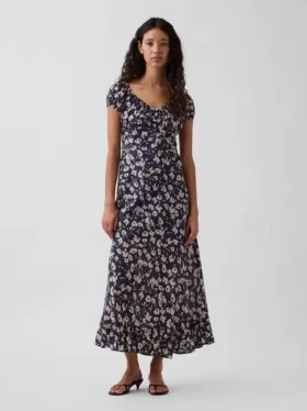 V-Neck Ruffle Hem Maxi Dress
