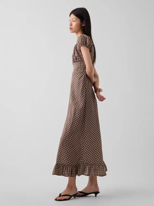 V-Neck Ruffle Hem Maxi Dress