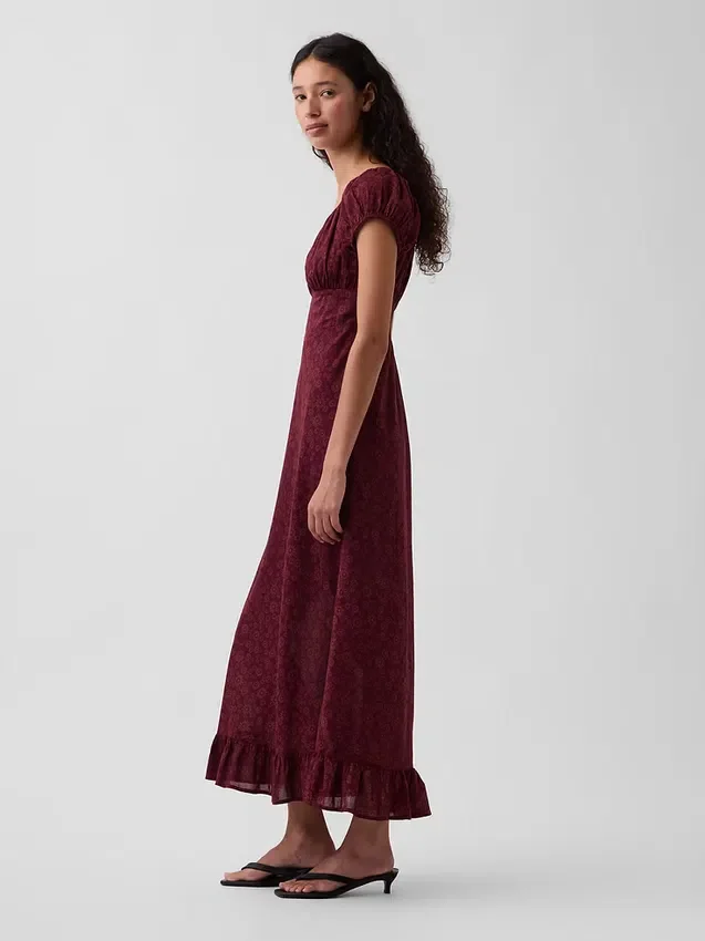 V-Neck Ruffle Hem Maxi Dress