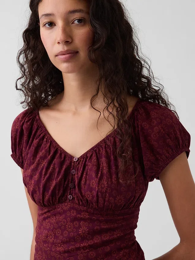 V-Neck Ruffle Hem Maxi Dress