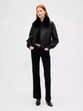Vegan Leather Bomber Jacket
