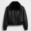 Vegan Leather Bomber Jacket