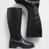 Vegan Leather Lug Sole Tall Boots