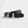 Vegan Leather Pebble Angular Buckle Belt