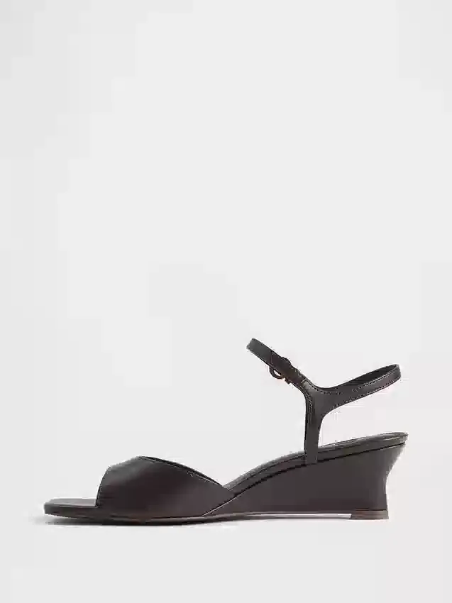 Vegan Leather Wedge Sandals