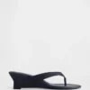 Vegan Leather Wedge Thong Sandals
