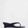 Vegan Leather Wedge Thong Sandals
