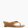 Vegan Leather Wedge Thong Sandals
