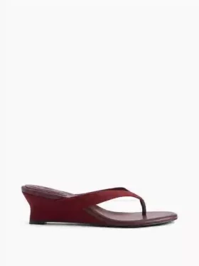 Vegan Leather Wedge Thong Sandals