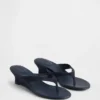 Vegan Leather Wedge Thong Sandals