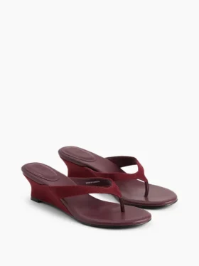 Vegan Leather Wedge Thong Sandals