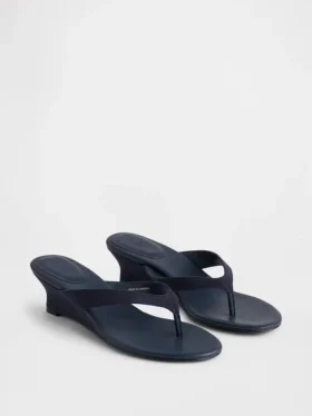 Vegan Leather Wedge Thong Sandals