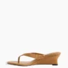 Vegan Leather Wedge Thong Sandals