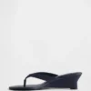 Vegan Leather Wedge Thong Sandals