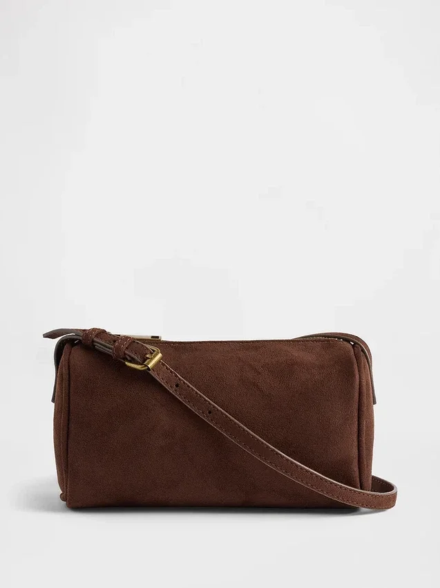 Vegan Suede Barrel Bag