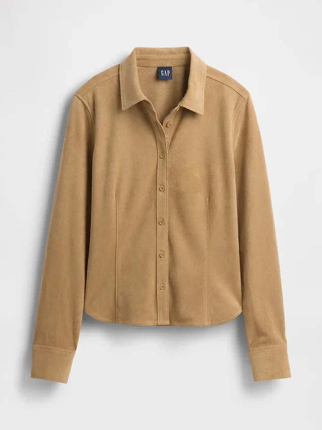 Vegan Suede Fitted Shirt
