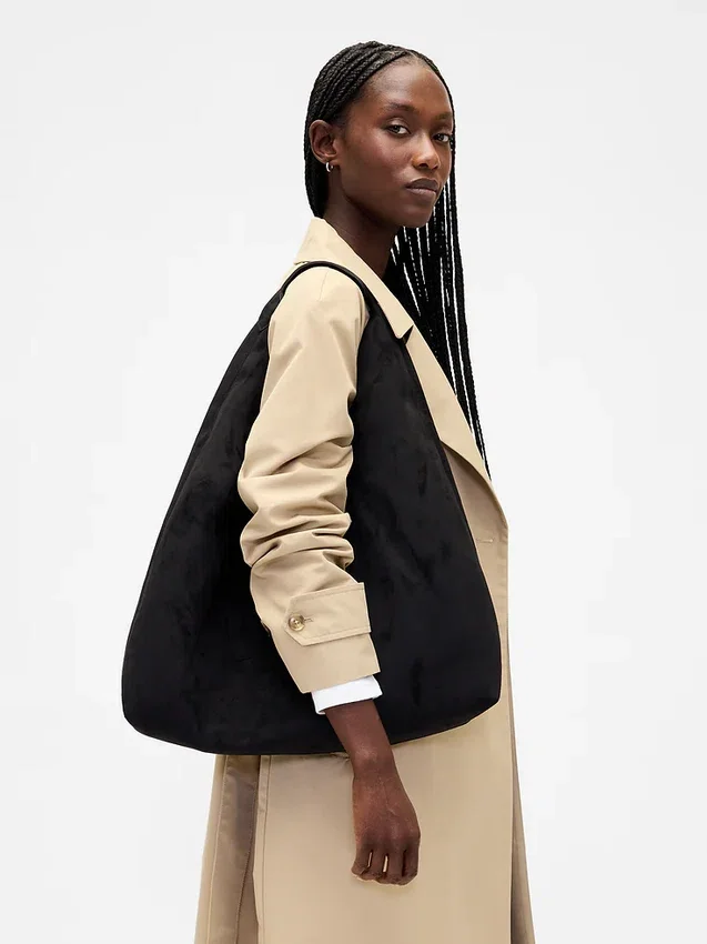 Vegan Suede Slouchy Tote Bag