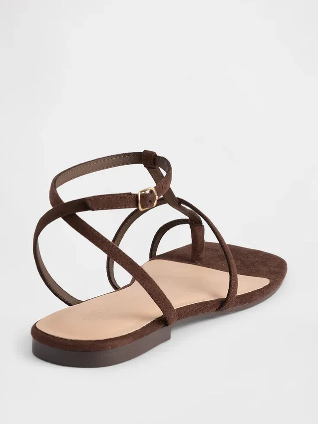 Vegan Suede T-Strap Sandals