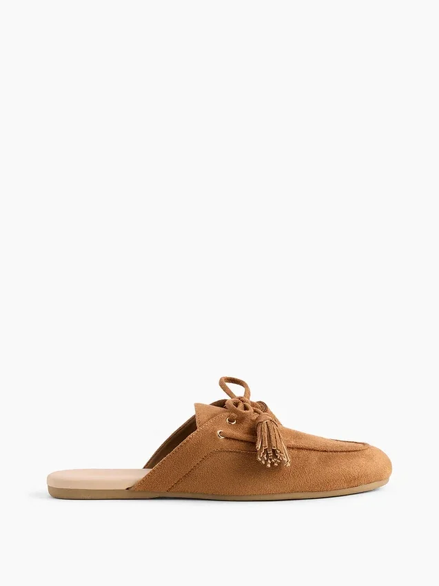 Vegan Suede Tassel Moc Mules