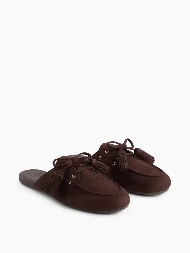 Vegan Suede Tassel Moc Mules