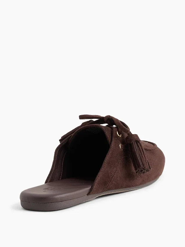Vegan Suede Tassel Moc Mules