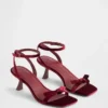 Velvet Bow Open-Toe Strappy Kitten Heels