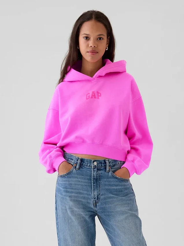 Vintagesoft Crop Logo Hoodie