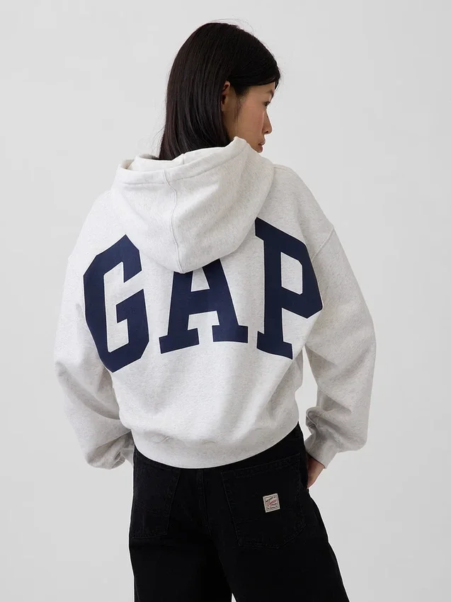 Vintagesoft Oversized Crop Logo Hoodie