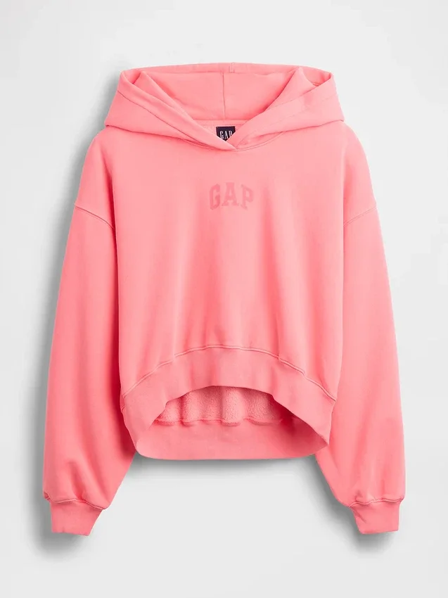 Vintagesoft Oversized Crop Logo Hoodie