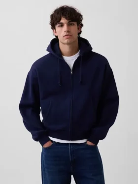 Vintagesoft Oversized Crop Zip Hoodie