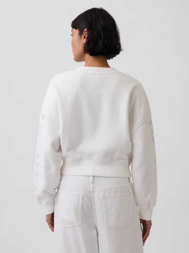 Vintagesoft Oversized Eyelet Crop Sweatshirt