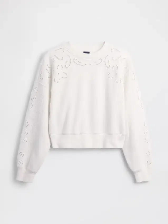 Vintagesoft Oversized Eyelet Crop Sweatshirt