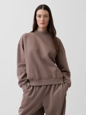 Vintagesoft Oversized Mockneck Tunic Sweatshirt
