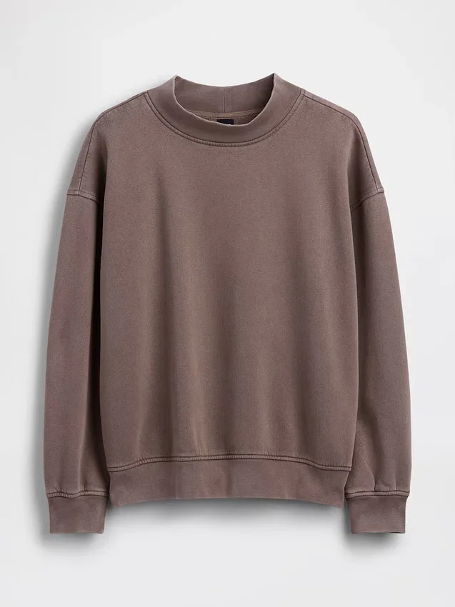 Vintagesoft Oversized Mockneck Tunic Sweatshirt