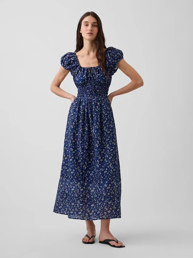 Voile Smocked Waist Maxi Dress
