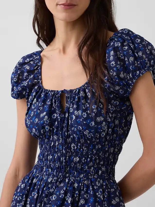 Voile Smocked Waist Maxi Dress